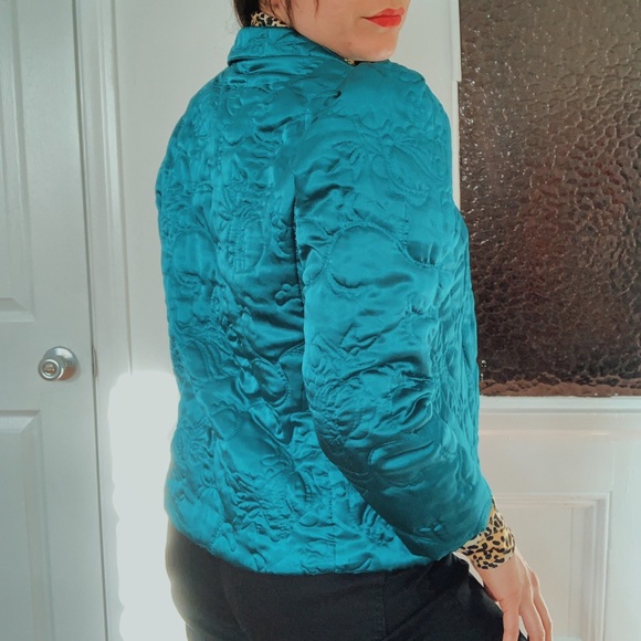 Vintage Quilted Teal Jacket - Picture 3 of 4